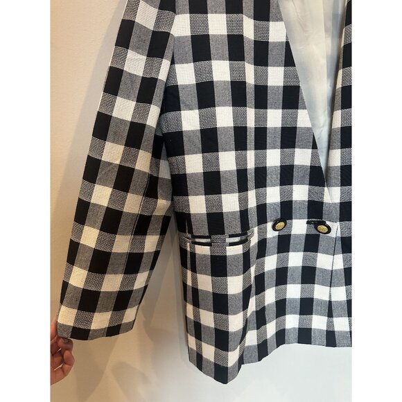 Executive Collection Vintage Black & White Checkered Blazer Size 14 – Gold Butto - Picture 5 of 11